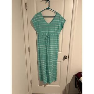 Fresh Produce Striped Teal Long Dress with Tie – Size S